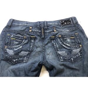 Robin’s Jeans Men’s Distressed Denim Wing Back Pockets Stud Detail Size 36x33